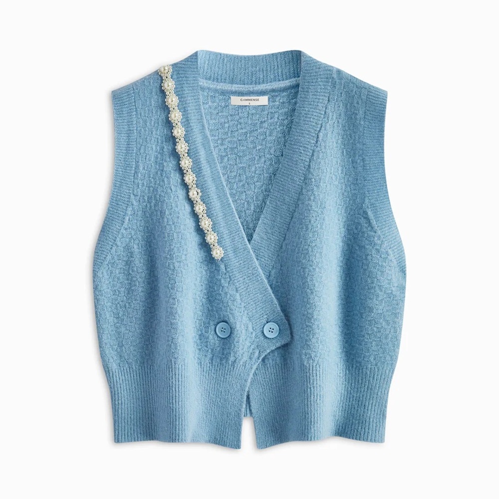Pearl Beaded Criss Cross Sweater Vest